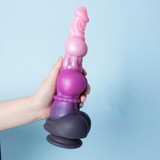 Monster Knots Horse Dildo Purple Pink Gradient Suction Cup Giant Knotted Fantasy Toy
