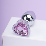 Purple/Pink Gem Stainless Steel Anal Plug Large Jewel Base Mirror Polish Easy Clean Durable Sex Toy