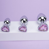 Purple/Pink Gem Stainless Steel Anal Plug Large Jewel Base Mirror Polish Easy Clean Durable Sex Toy