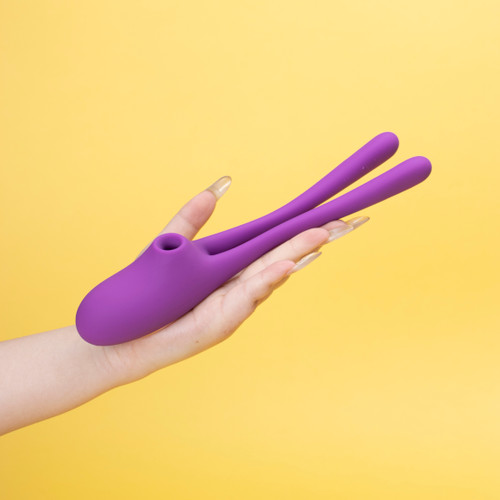 Rabbit Ear Dual Head Vibrator SHD-S419 G/Clit 9 Modes Thrust Suction Rotation Waterproof