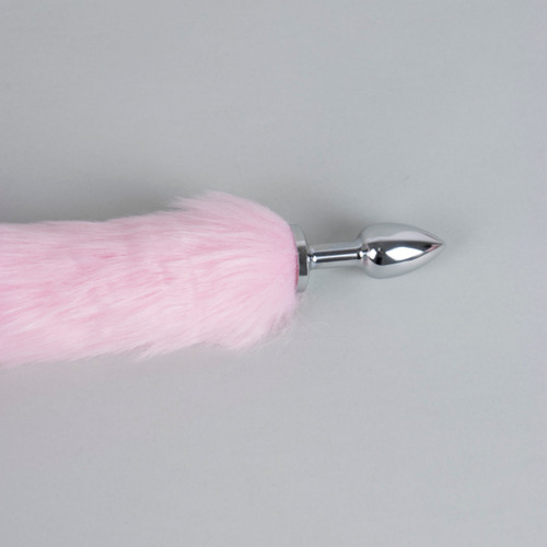 Stainless Steel Fox Tail Anal Plug Fluffy Tail Butt Plug Cosplay Pet Play Multi-Color