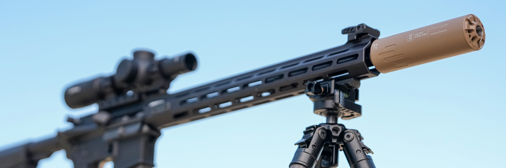 Silent Steel Suppressor Mounted on Rifle