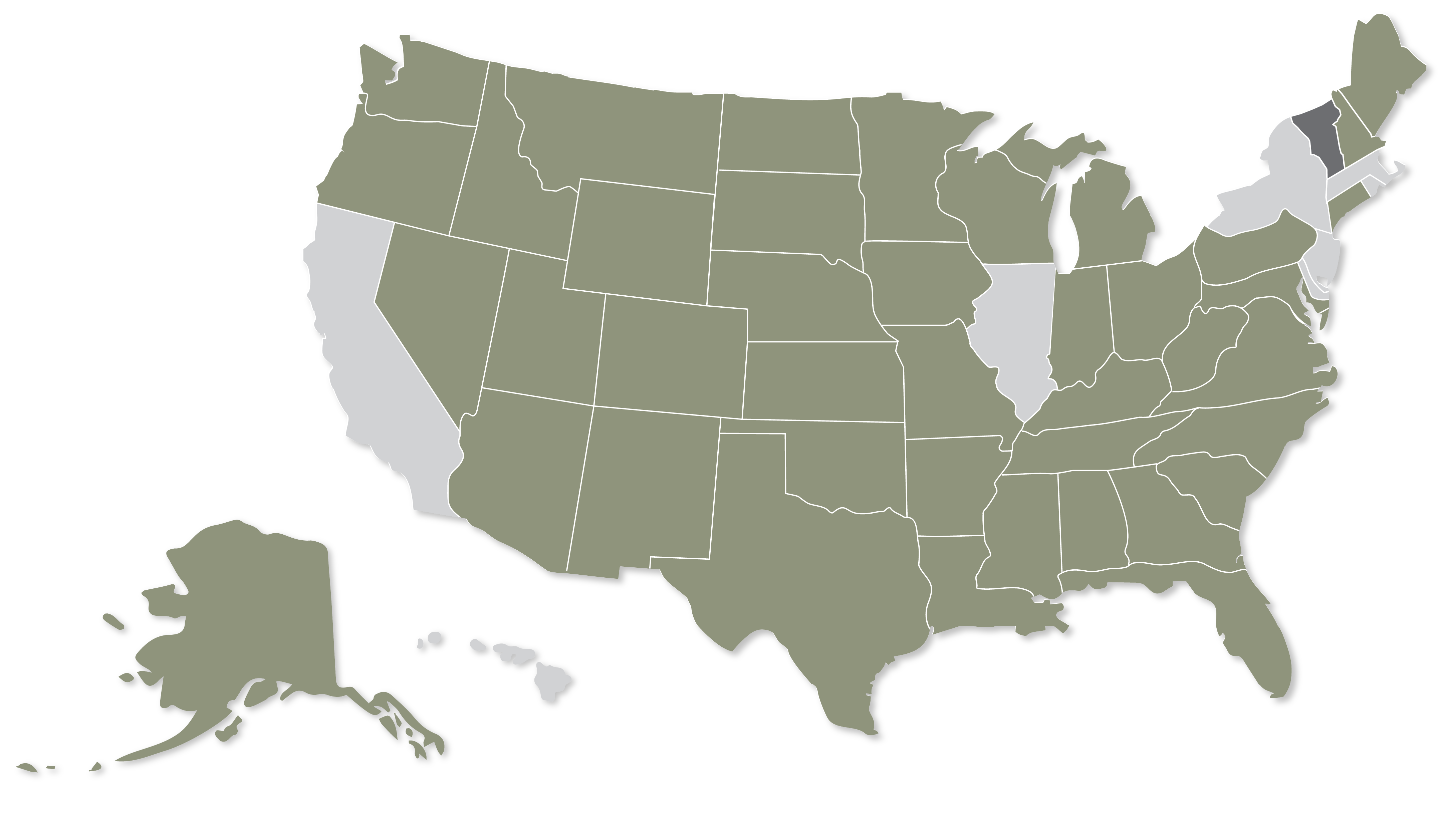 USA Suppressor Shipping Map