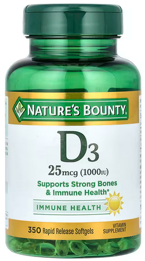 JC87 / Nature's Bounty Vitamin D3 25mcg 1000IU 350 Softgels  / 維他命D3 1,000 IU 350粒 