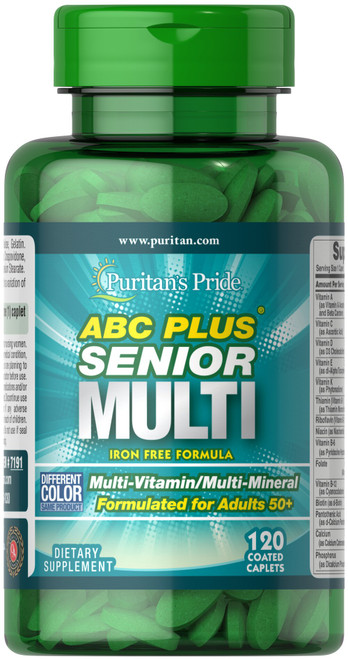 7191 /ABC Plus® Senior Multi-vitamin Multi-Mineral Iron Free Formula 120s  ABC PLUS 長青綜合維他命及綜合礦物質配方(不含鐵) 120粒