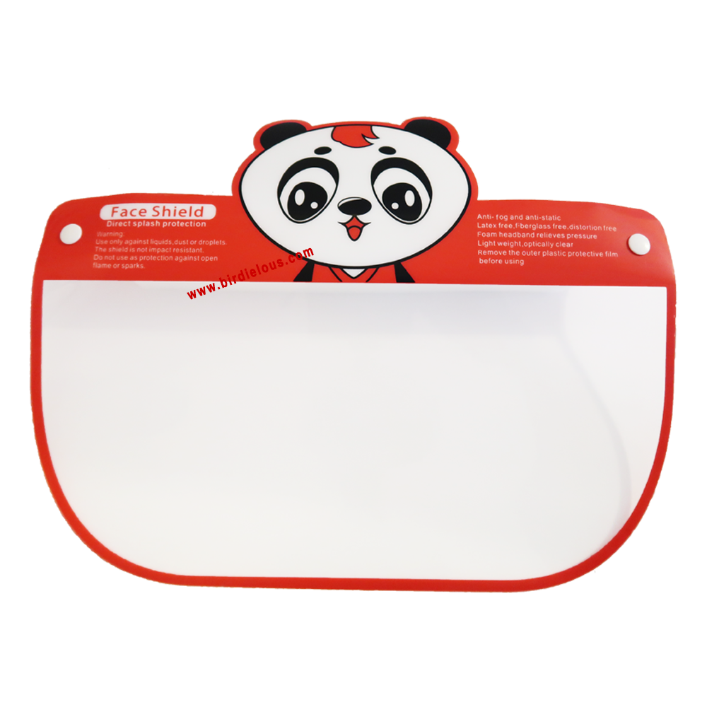 Birdielous Kids Panda Safety Face Shield (1 Pack) Full Face eyes nose mouth Protection Clear Visor double Side Anti-Fog