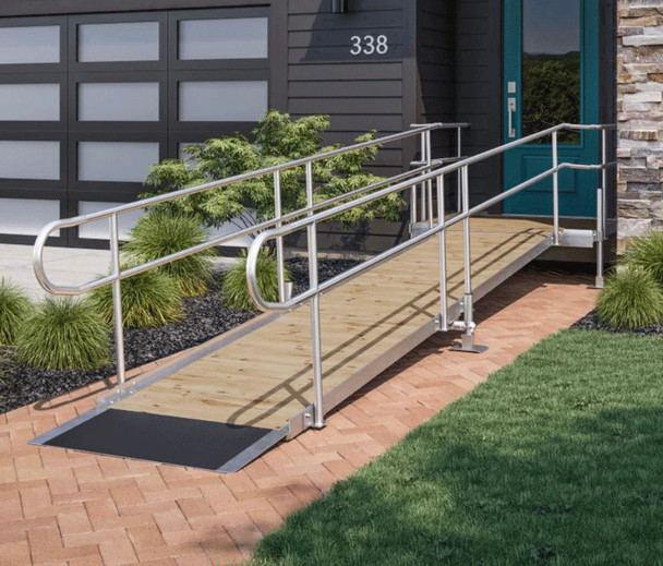 W.A.R Wood and Aluminum Modular Ramp with Two Line Rails (36" Wide)