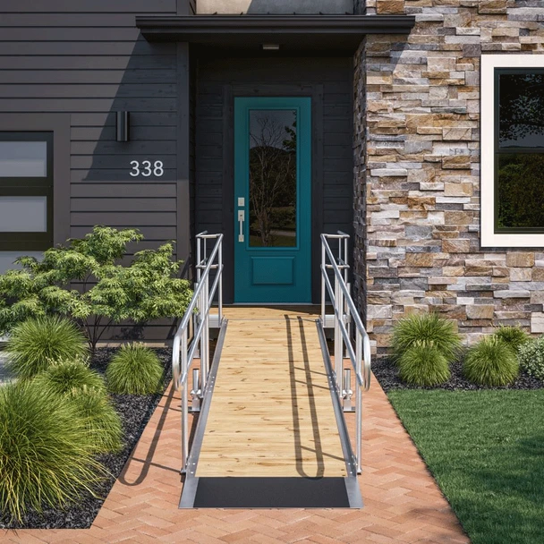 W.A.R Wood and Aluminum Modular Ramp with Two Line Rails (36" Wide)