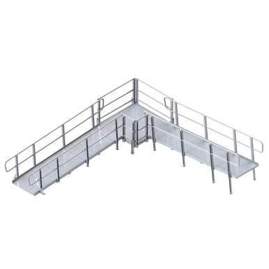 Wide Round Ramp Rampit W.A.R Wood and Aluminum Modular Ramp with Two Line Rails (36
