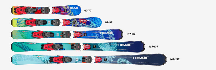 Head Junior's Monster Easy + JRS 4.5 GW CA '23 Size Chart