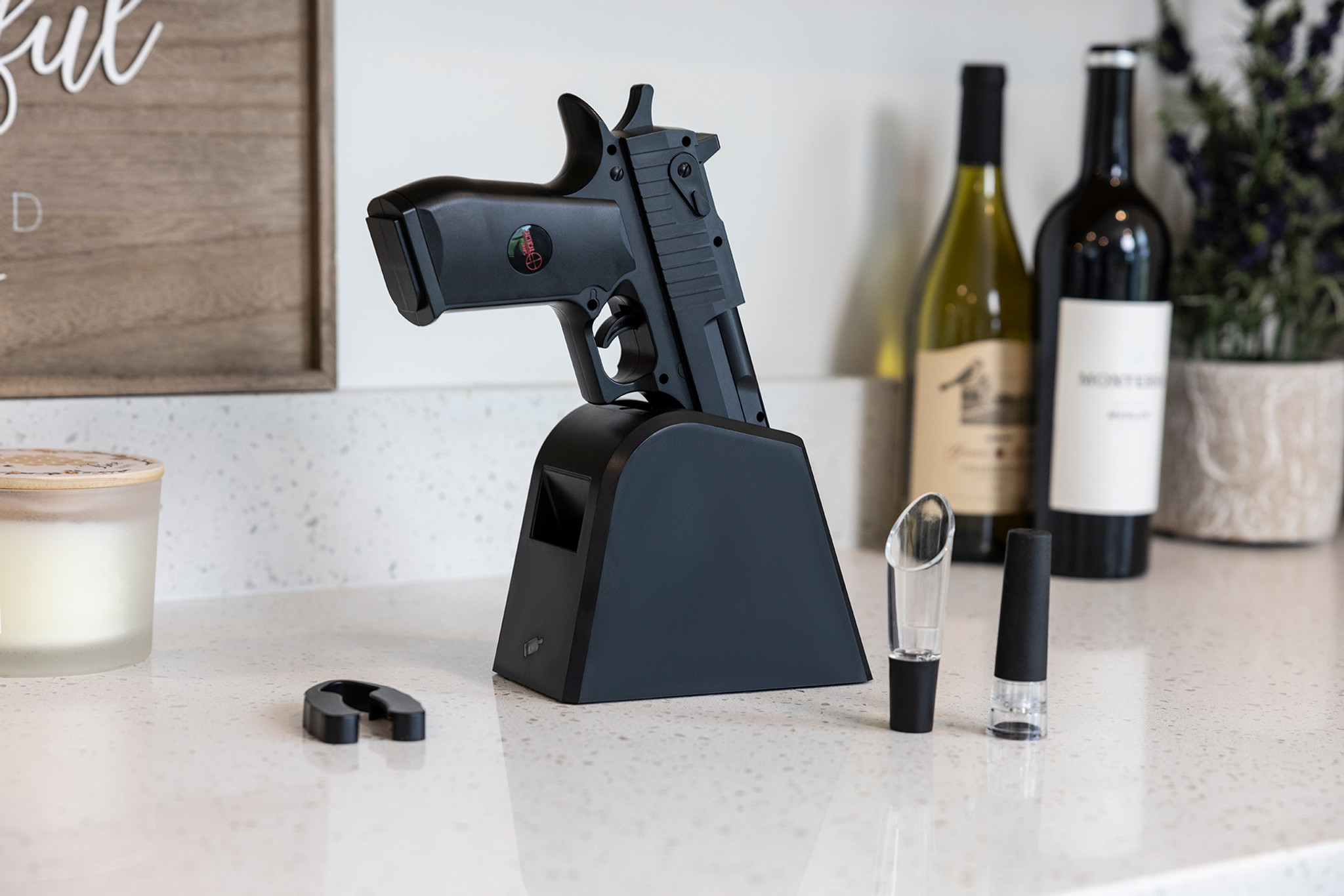 Electric Gun Wine Corkscrew Bottle Opener - Rechargeable Holster
