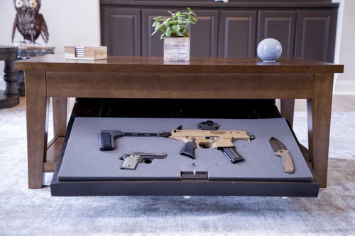 tactical coffee table pistols and knives 