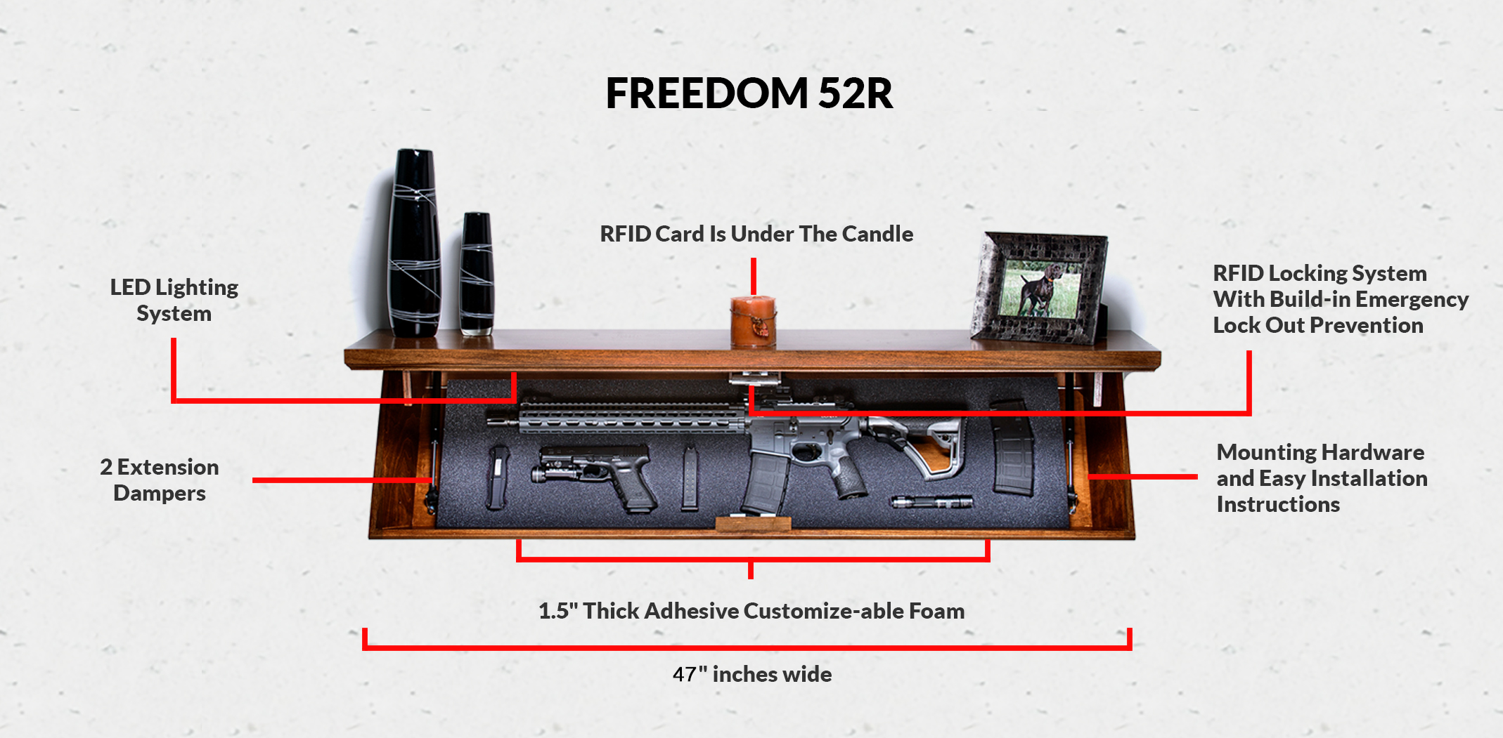 The Freedom 52r Tactical Traps Concealment Rifle Shelf