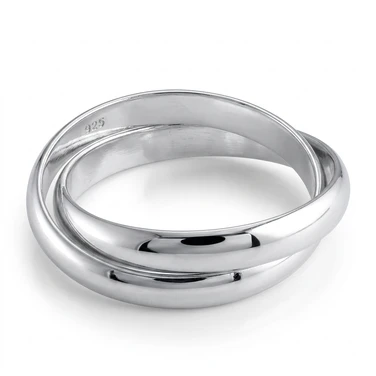 double band interlocked sterling silver ring,