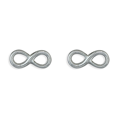 Sterling silver infinity stud earrings – minimalist 8 mm 925 silver design from 88Pure Collection.
