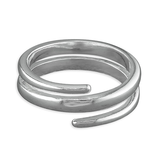 Sterling silver double wrap-around ring, handcrafted 925 silver with 999 fine silver finish, minimalist sculptural design from 88Pure Collection.