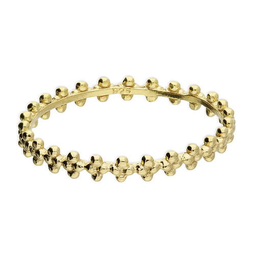 Gold-plated sterling silver beaded stacking ring – 18ct yellow gold finish from 88Pure Collection.