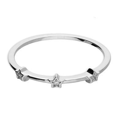 Sterling Silver Three Cubic Zirconia Stars Ring