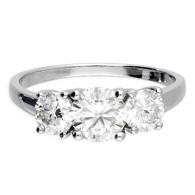 Sterling Silver Triple Moissanite Cluster Ring