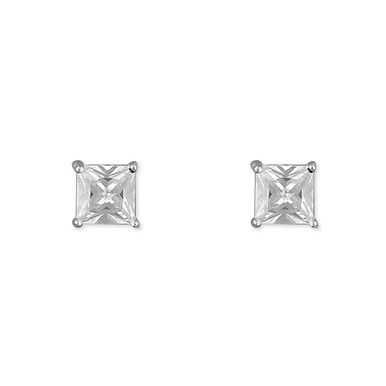Sterling Silver Princess-Cut Cubic Zirconia Stud Earrings