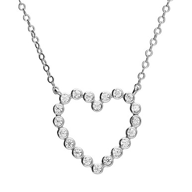 Sterling Silver Cubic Zirconia Heart Necklace