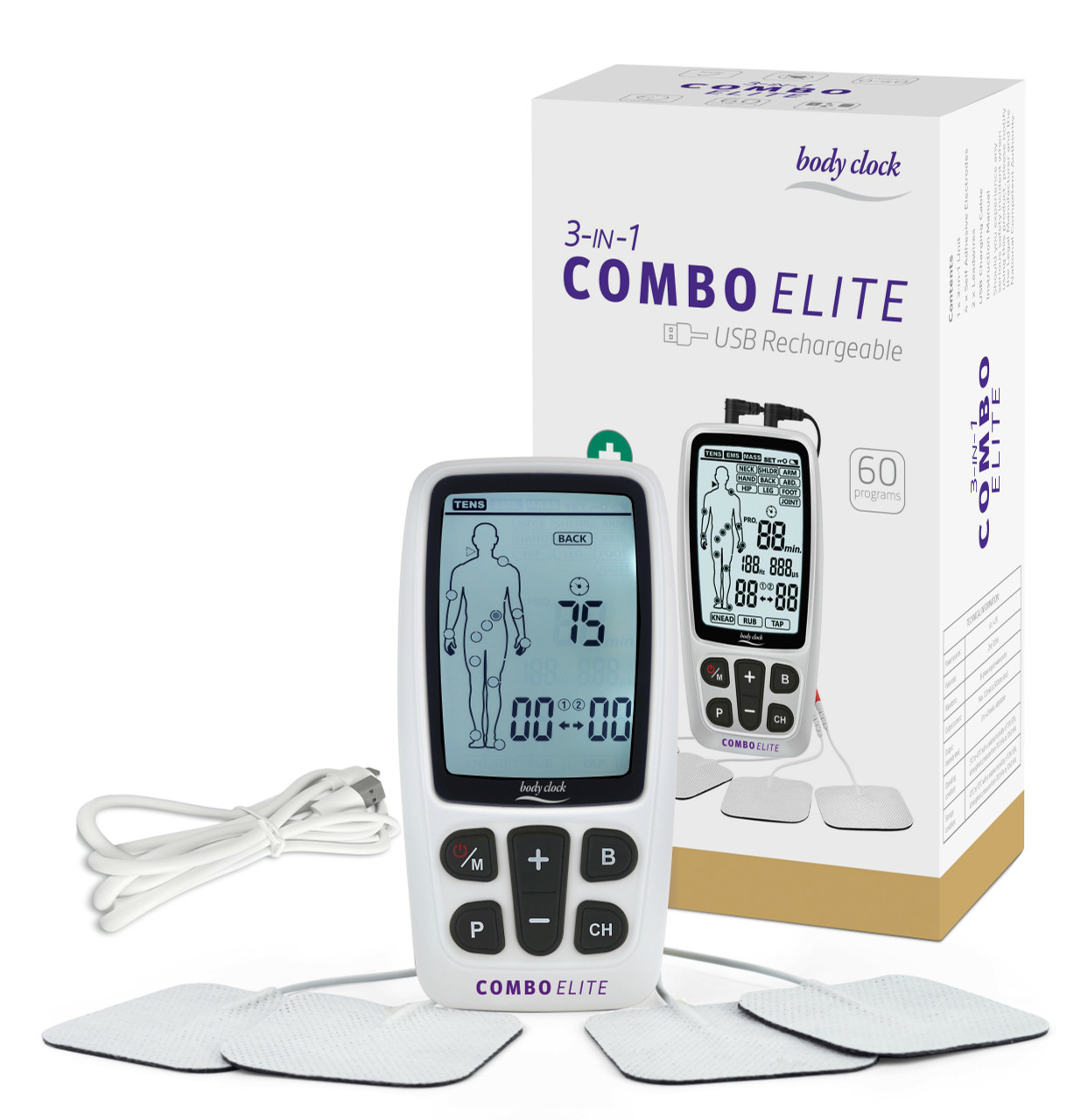 Electrical Stimulation Tens Unit 3-in-1 TENS Machine EMS and Fitness  Combination