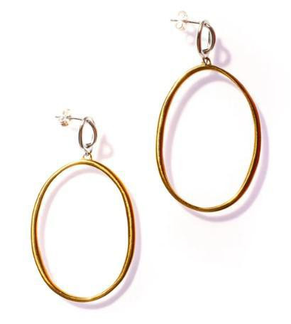 Double Ellipse Drop Stud Earrings
