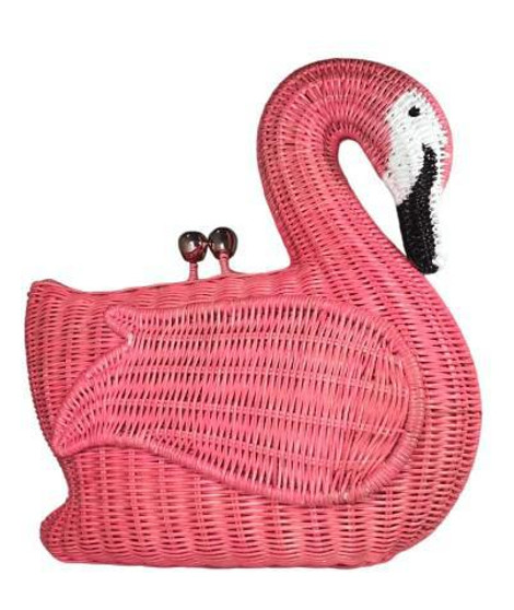 Flamingo Wicker Clutch