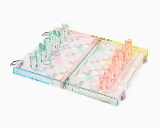 Lucite Chess & Checkers Set