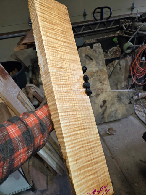 Flame / curly maple turning spindle  1 3.10.26