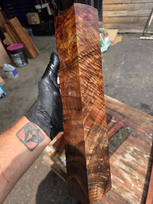 curly walnut crotch  turning spindle w2