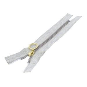 Plastic Decor Riri Zipper, Size 4, Closed End, Plastic Teeth, Gray/White, Ring 16 Pull 12.5cm (5 in)