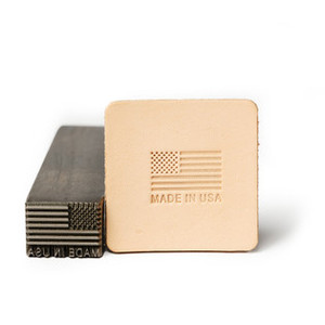 Leather Stamp Made in USA Flag