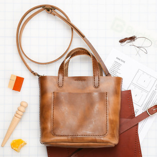 Mini Tote Bag Leather Pattern, PDF Template