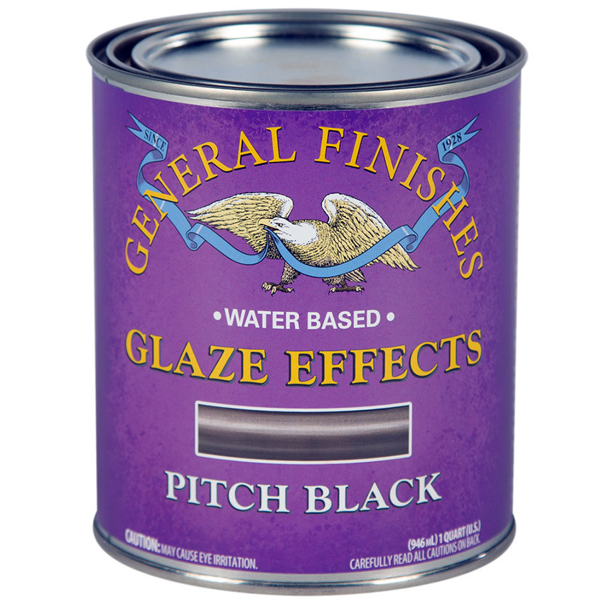 1 Qt General Finishes QTPB Pitch Black Glaze Effects WaterBased