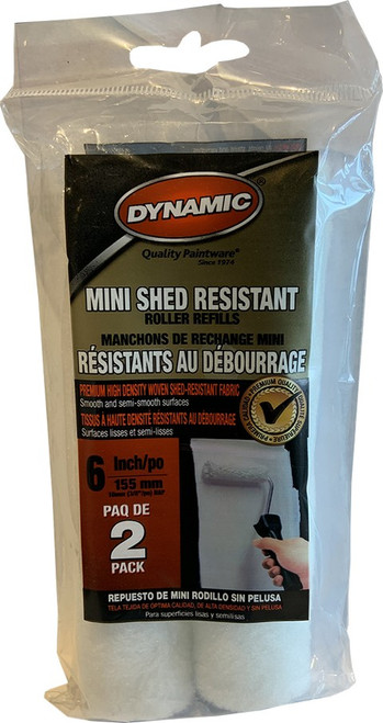 Dynamic 05608 6" x 3/8" (150mm x 10mm) Shed Resistant Mini Roller 2Pk