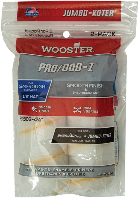 Wooster RR303 4-1/2" Jumbo-Koter Pro/Doo-Z 1/2" Nap Mini Roller Cover 2Pk