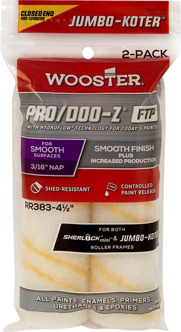 Wooster RR383 4 1/2" X 3/16" Pro/Doo-Z FTP Closed-End Jumbo-Koter 2-Pack