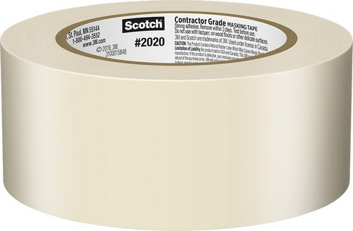 3M 2020-48A-BK 1.88" X 60.1yd (48mm) Scotch Contractor Grade Masking Tape Bulk (24/pk)