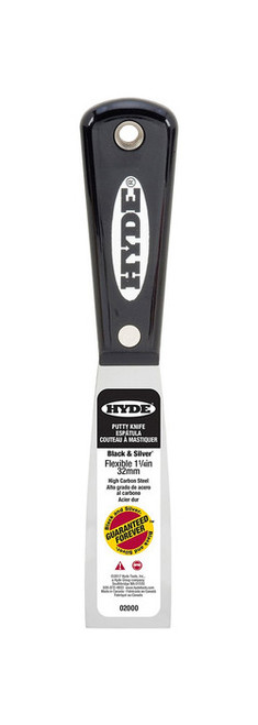 Hyde 02000 1-1/4" Black & Silver Flex Putty Knife - 5ct. Case