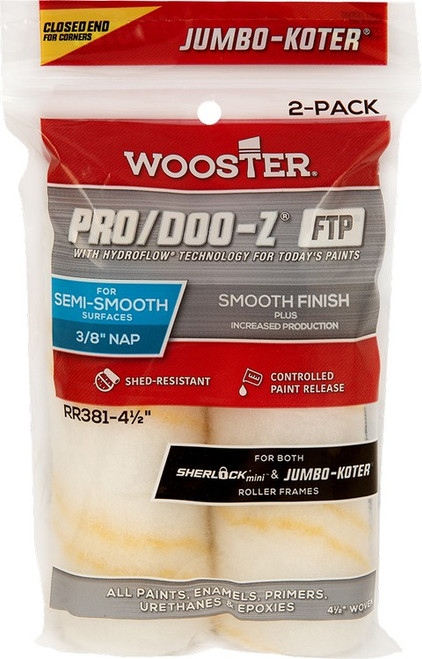 Wooster RR381 4 1/2" x 3/8" Pro/Doo-Z FTP Closed-End Jumbo-Koter 2-Pack