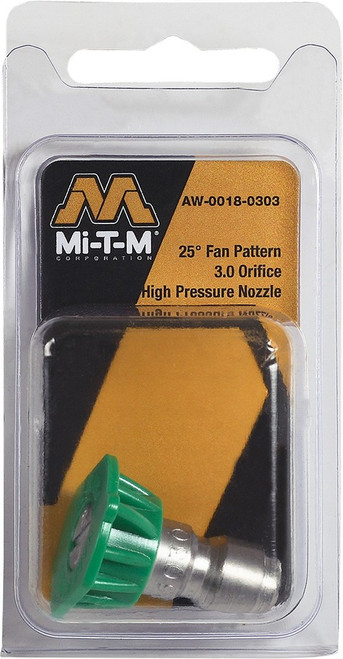 Mi-T-M AW-0018-0303 3.0 Orifice 25 Degree (Green) Pressure Washer Quick Connect Nozzle