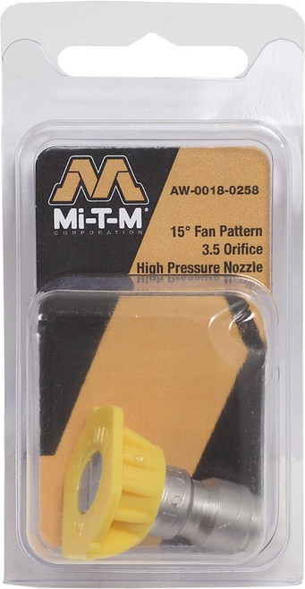 Mi-T-M AW-0018-0258 3.5 Orifice 15 Degree (Yellow) Pressure Washer Quick Connect Nozzle