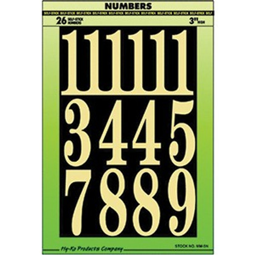 Hy-Ko MM-5N 3 Black On Gold Numbers