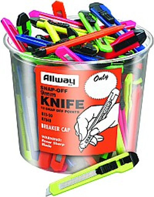 Allway K13-50 9mm 13-Point Snap Off Knife Labelled (50/bucket)