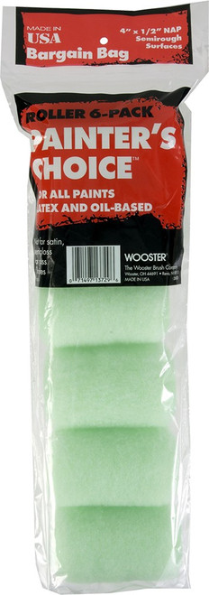 Wooster R271 4" Painters Choice 1/2" Nap Roller Cover 6Pk