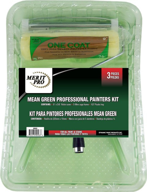 Merit Pro 00583 3/8"  Mean Green Professional Painters Roller Kit - 3PC