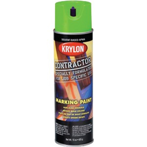 Krylon K00730408 15 oz. APWA Green Inverted Marking Contractor Solvent Based Spray