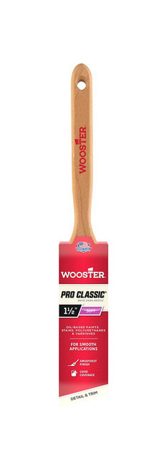 Wooster Z1222 1-12 Pro Classic White China Soft Bristle Angle Sash Paint Brush - 6ct. Case