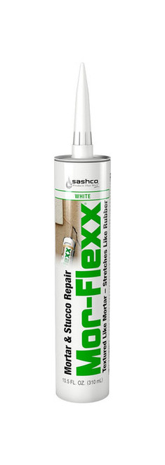 Sashco 15016 White 10.5 oz Mor-Flexx Mortar & Stucco Repair cartridge - 12 ct.case